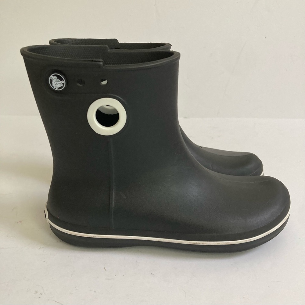 CROCS Black Rain Boot with White Accent - Picture 5 of 11